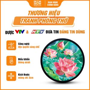 Tổng quan tranh tròn hoa sen hồng tỉnh thức treo tường HD875