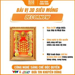 Bề mặt bài vị 3D Thần Tài Thổ Địa siêu mỏng TC461
