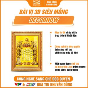 Bề mặt bài vị Thần Tài Thổ Địa 3D siêu mỏng Tiếng Hán Nền Vàng DecorNow TC211