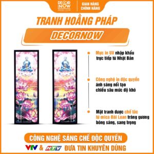 Bề mặt tranh treo tường Phật Dược Sư và hoa sen hồng HD903