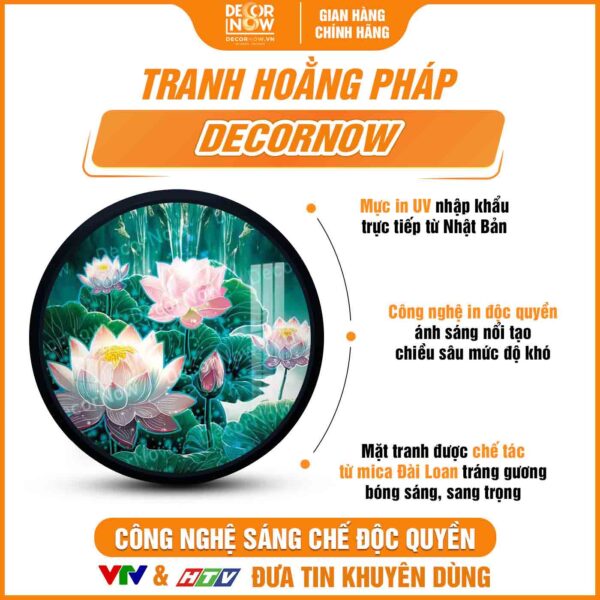 Bề mặt tranh bàn thờ hoa sen hồng treo tường DecorNow HD900