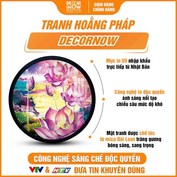 Bề mặt tranh hoa sen hồng treo tường phòng thờ DecorNow HD904