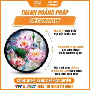 Bề mặt tranh hoa sen pha lê quý phái treo tường HD906