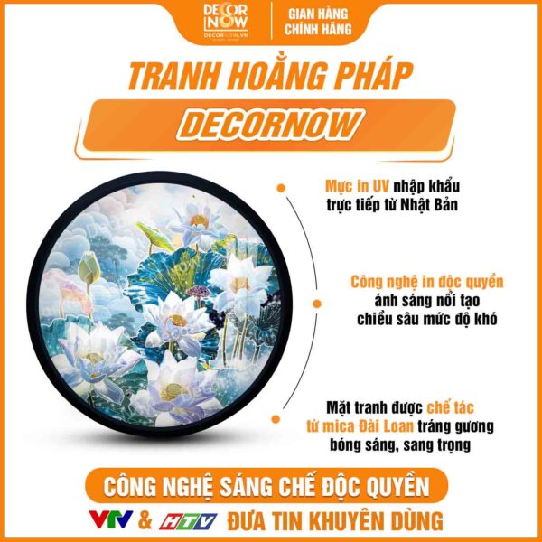 Bề mặt tranh phòng thờ hoa sen trắng treo tường HD898