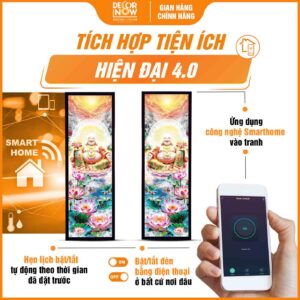 Công nghệ Smarthome trong tranh thờ Phật Di Lặc và hoa sen pha lê HD905