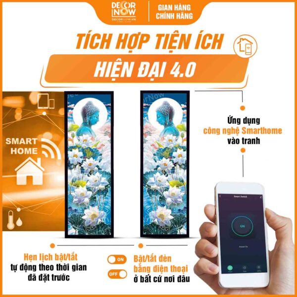 Công nghệ Smarthome trong tranh treo tường phòng thờ Phật Thích Ca Mâu Ni HD897