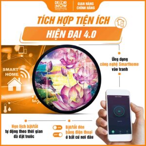 Công nghệ Smarthome trong tranh treo tường hoa sen hồng HD904