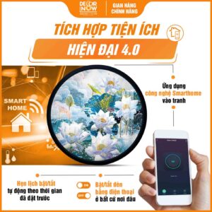 Công nghệ Smarthome trong tranh hoa sen trắng treo tường HD898