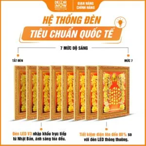 Hệ thống đèn LED V3 tích hợp trong bài vị Thần Tài Thổ Địa khảm đỏ TC461