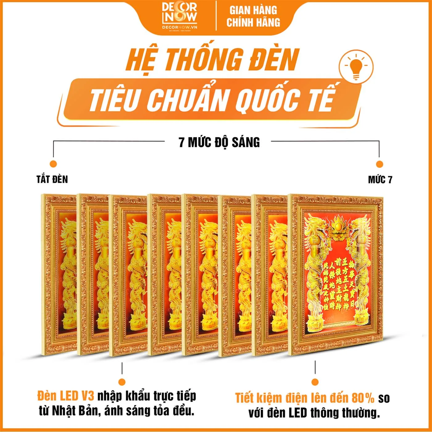 Hệ thống đèn LED V3 tích hợp trong bài vị Thần Tài Thổ Địa khảm đỏ TC461