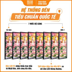 Hệ thống đèn trong tranh hoằng pháp đối Phật A Di Đà và hoa sen hồng DecorNow HD872