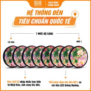 Hệ thống đèn trong tranh hoằng pháp tròn hoa sen hồng thanh khiết bình an DecorNow HD873