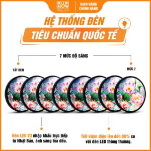 Hệ thống đèn trong tranh phòng thờ hoa sen pha lê treo tường HD906