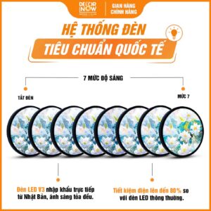 Hệ thống đèn trong tranh phong thủy hoa sen trắng HD898