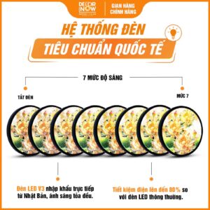 Hệ thống đèn trong tranh hoằng pháp tròn hoa sen vàng treo phòng thờ DecorNow HD908