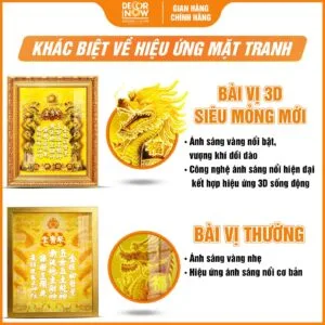 Bài Vị Thần Tài Thổ Địa 3D Siêu Mỏng Tiếng Hán Nền Vàng DecorNow TC211 15 Hiệu ứng mặt tranh trong bài vị Thần Tài Thổ Địa tại DecorNow