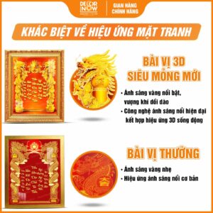 Khác biệt hiệu ứng họa tiết trong bài vị Thần Tài Thổ Địa chữ Việt nền đỏ TC495