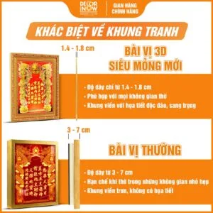 Khác biệt khung viền bài vị Thần Tài Thổ Địa chữ hán khảm đỏ TC461