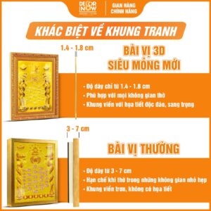 Khác biệt khung bài vị Thần Tài Thổ Địa 3D siêu mỏng TC356