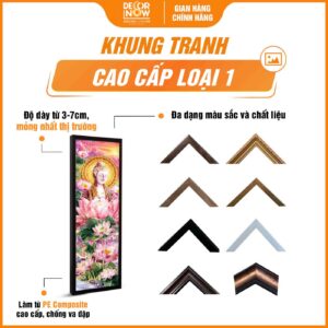 Khung tranh hoằng pháp đối Phật A Di Đà và hoa sen hồng DecorNow HD872