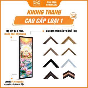 Khung tranh treo tường Phật Di Lặc và hoa sen pha lê HD905