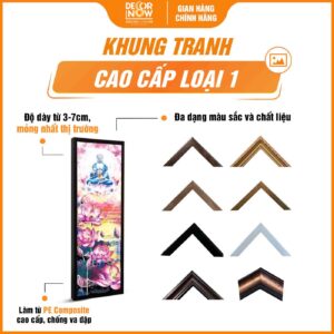 Khung tranh phong thủy Phật Dược Sư và hoa sen hồng treo tường DecorNow HD903