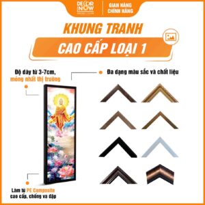 Khung tranh hoằng pháp đối Phật Thích Ca Mâu Ni đi trên đài hoa sen DecorNow HD901