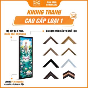 Khung tranh treo tường Quan Thế Âm Bồ Tát và hoa sen HD899