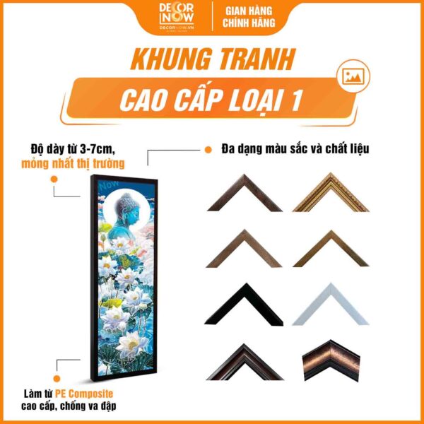 Khung tranh phòng thờ Phật Thích Ca Mâu Ni hoa sen treo tường HD897