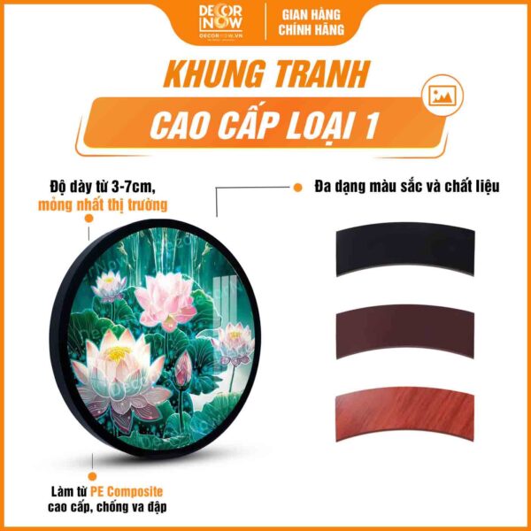 Khung tranh phòng thờ hoa sen hồng phong thủy HD900