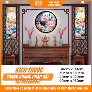 Kích thước tranh hoa sen pha lê và Phật Di Lặc DecorNow HD905