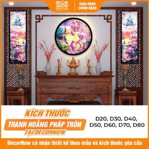 Kích thước tranh hoằng pháp tròn hoa sen hồng DecorNow HD904