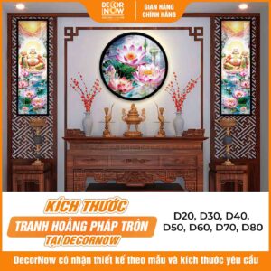 Kích thước tranh hoằng pháp tròn hoa sen phong thủy DecorNow HD906