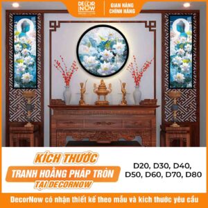 Kích thước tranh hoằng pháp hoa sen trắng treo phòng thờ HD898