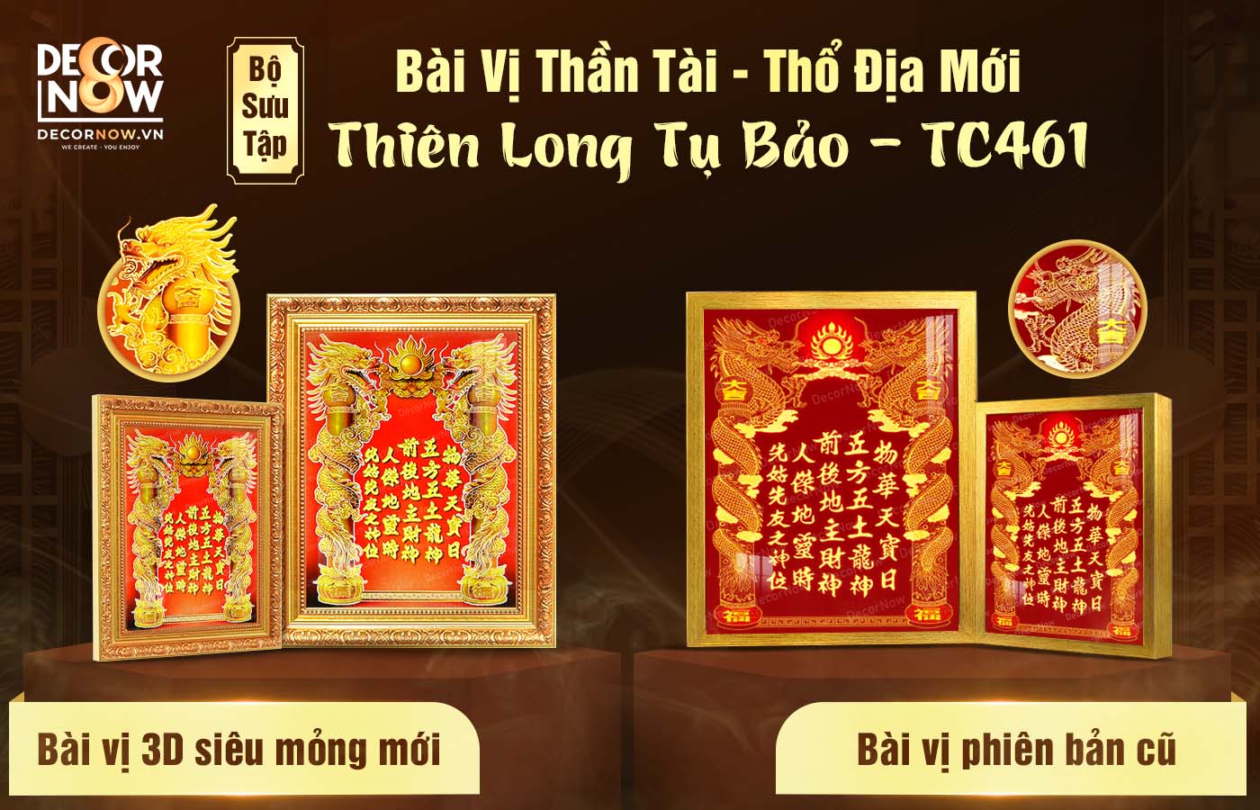 Bài vị Thần Tài Thổ Địa giữa hai phiên bản cũ và mới mã TC461