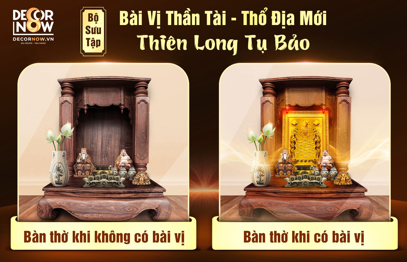 Tổng quan thiết kế mới trong BST bài vị 3D siêu mỏng Thần Tài Thổ Địa "Thiên Long Tụ Bảo"