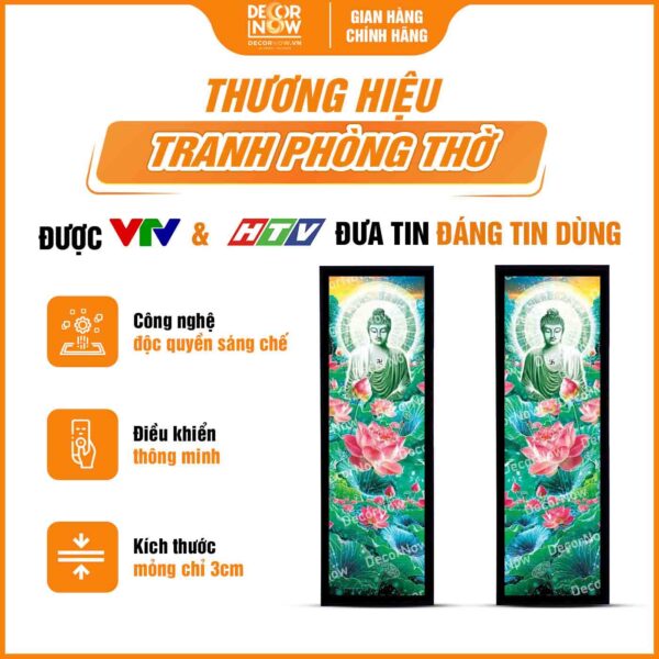 Tổng quan tranh hoằng pháp Phật A Di Đà hoa sen hồng HD874