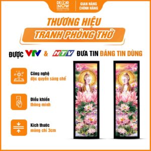 Tổng quan tranh hoằng pháp đối Phật A Di Đà và hoa sen hồng DecorNow HD872