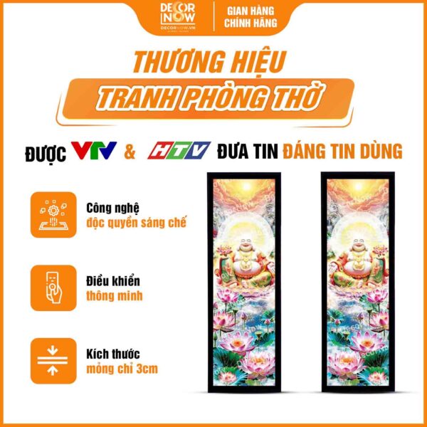 Tổng quan tranh hoằng pháp đối Phật Di Lặc và hoa sen HD905