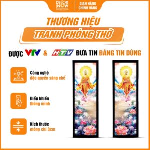 Tổng quan tranh hoằng pháp đối Phật Thích Ca Mâu Ni đi trên đài hoa sen DecorNow HD901