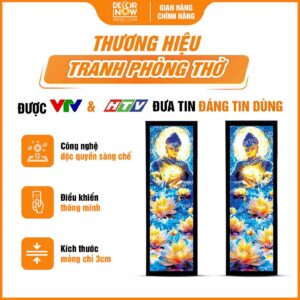 Tổng quan tranh hoằng pháp đối Phật Thích Ca Mâu Ni hoa sen vàng DecorNow HD870