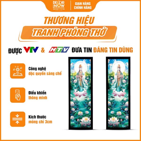 Tổng quan tranh Quan Thế Âm Bồ Tát và hoa sen treo tường HD899