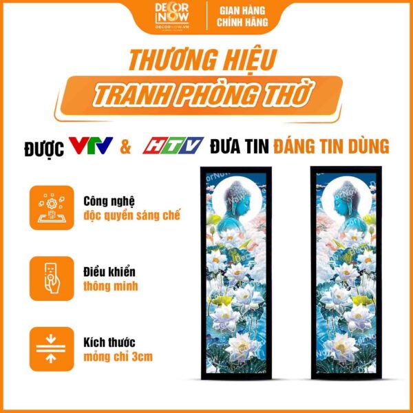 Tổng quan tranh Phật Thích Ca Mâu Ni và hoa sen treo tường DecorNow HD897