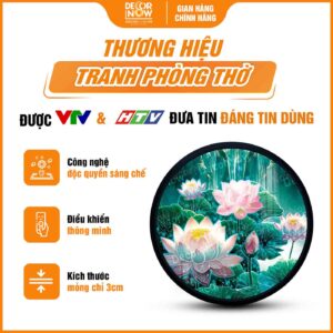 Giới thiệu chung tranh hoằng pháp tròn hoa sen hồng treo tường HD900