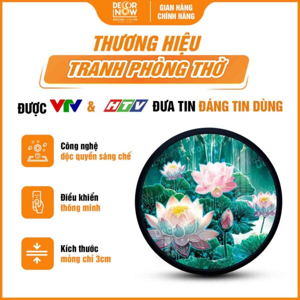 Giới thiệu chung tranh hoằng pháp tròn hoa sen hồng treo tường HD900