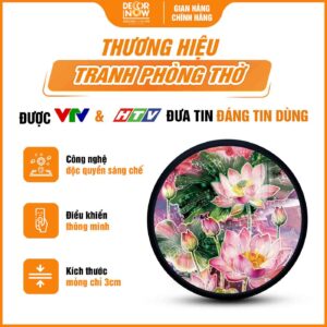 Tổng quan tranh hoằng pháp tròn hoa sen hồng thanh khiết bình an DecorNow HD873