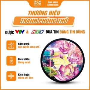 Tổng quan tranh hoằng pháp tròn hoa sen hồng treo tường HD904