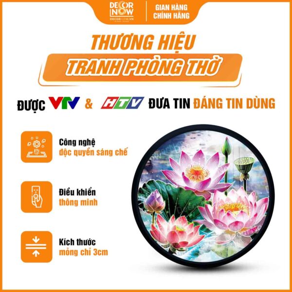 Tổng quan tranh hoằng pháp hoa sen treo tường HD906