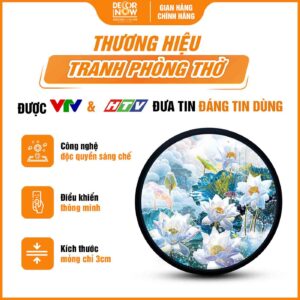 Tổng quan tranh hoằng pháp tròn hoa sen trắng HD898