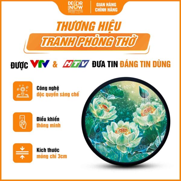 Tổng quan tranh hoa sen xanh treo tường DecorNow HD896